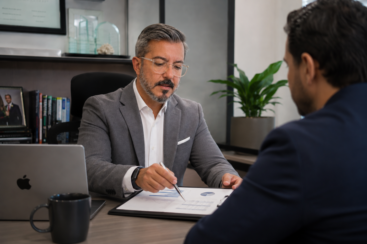 Eduardo Martinez consulting with a client at Clarke Technology Solutions